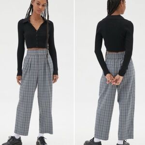 URBAN OUTFITTERS PAIGE PLEATED CROPPED PLAID PANTS